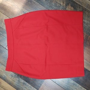 H&M Orange-red Stretch Knee-length Pencil Skirt, Size 8